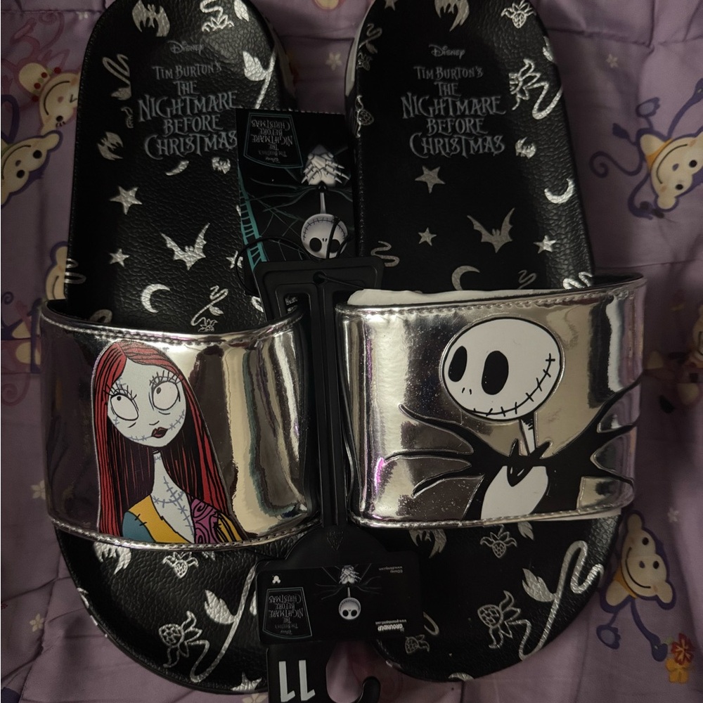 Disney Nightmare Before Christmas Women Sandals - Black and Silver Size 8